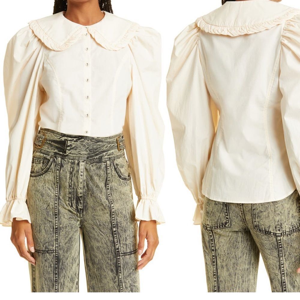 Ulla Johnson Marietta Puff Sleeve Blouse in Dogwood / Off White US 4